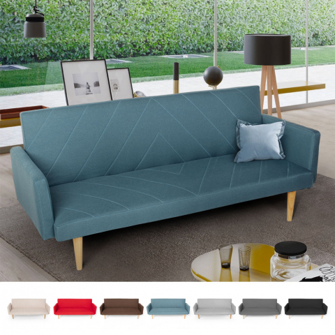 Sofá cama 3 lugares clic clac em tecido reclinável de design nórdico Perla