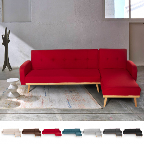 Sofá-cama de canto 3 lugares clic clac em tecido reclinável de design nórdico Palmas