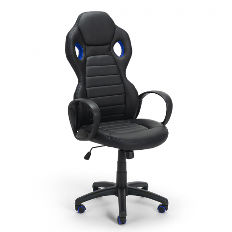 Cadeira de escritório esportiva ergonômica em couro ecológico design GP Sky