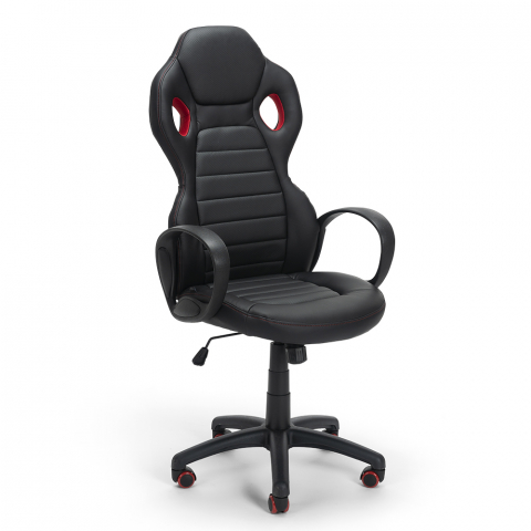 Cadeira de escritório esportiva ergonômica de corrida em couro sintético com design GP Fire