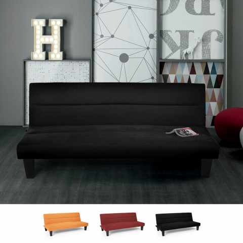 Sofá-cama microfibra efeito veludo 2 lugares design Ametista Rainbow