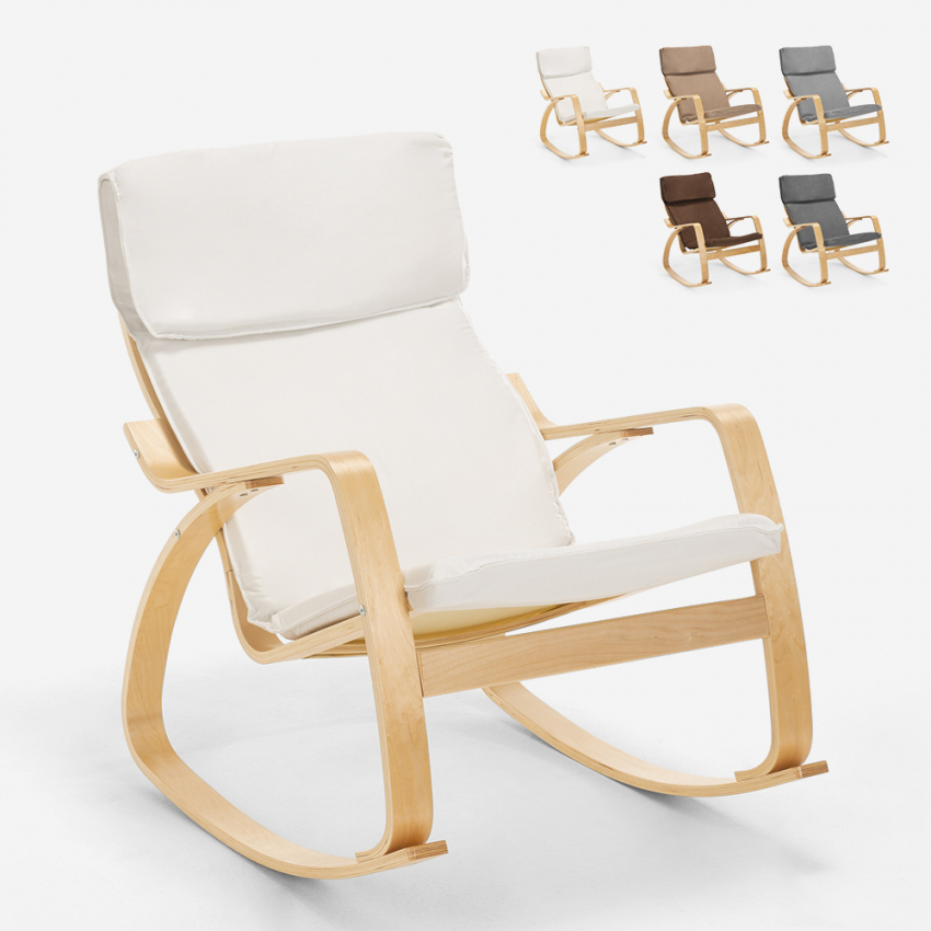 Poltrona cadeira de balanço em madeira design escandinavo ergonómica Aalborg Promoção