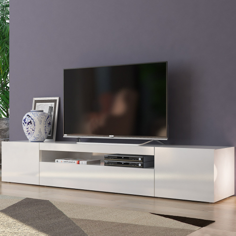 Móvel TV de design com portas de gaveta de 200 cm Daiquiri White L Promoção