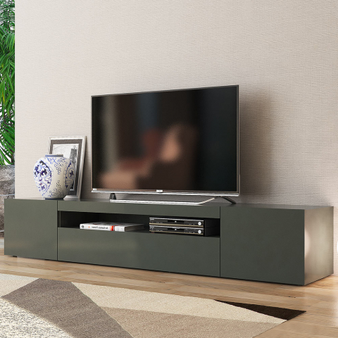 Móvel TV de design com portas de gaveta de 200 cm Daiquiri Anthracite L Promoção