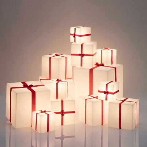 Pacote de Natal com abajur de mesa em cubo luminoso Slide Merry Cubo