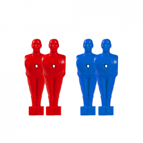 Conjunto de 4 jogadores minifiguras matraquilhos matraquilhos 2 vermelho 2 azul haste sobressalente