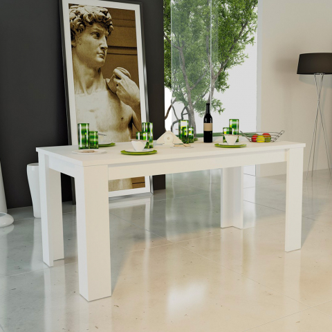 Mesa de jantar extensível 160-210x90cm console moderno de madeira branca Jesi Larch