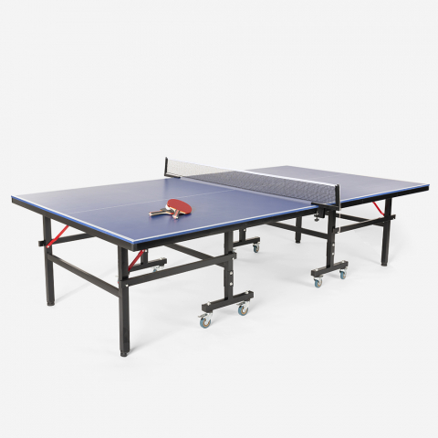 SPORTNOW Mesa de Ping Pong Dobrável com Rodas Mesa de Ping Pong  Profissional para Interior e Exterior Tamanho Padrão com Rede Raquetes e  Bolas 274x152,5x76 cm Azul