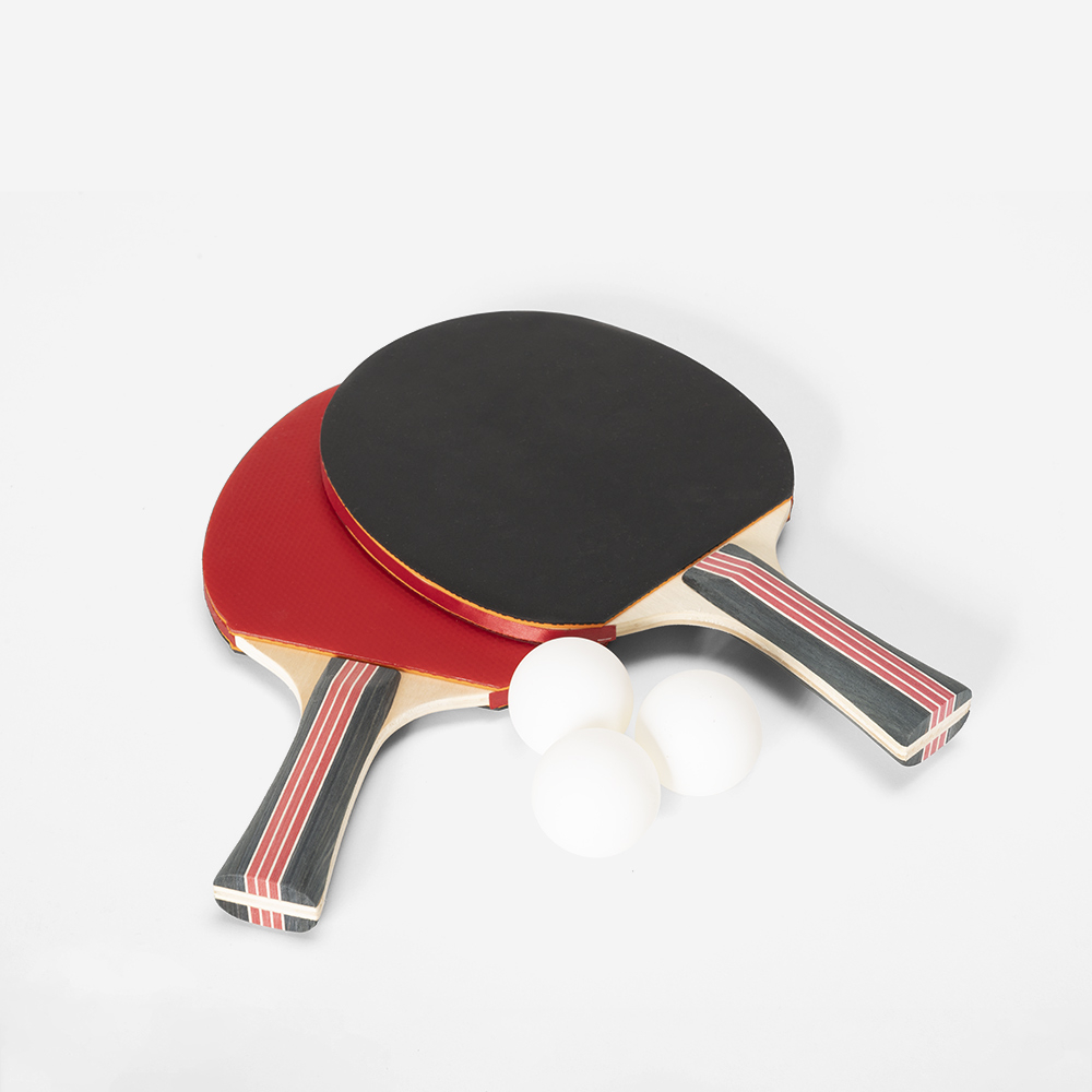 Conjunto de 2 Raquetes e 3 Bolas de Ping-Pong Corkscrew