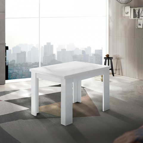 Mesa de console extensível 90-180x90cm de design moderno branco Jesi Liber