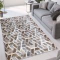 Tapete Castanho de Pêlo Curto Sala de Estar Quarto Elegante Double MAR003 Promoção