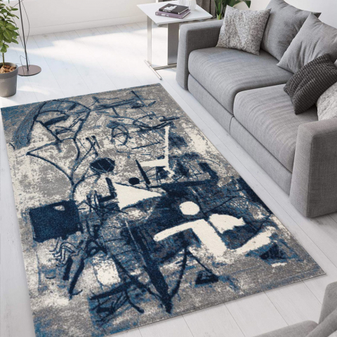 Tapete de sala de estar moderno azul Milano BLU014