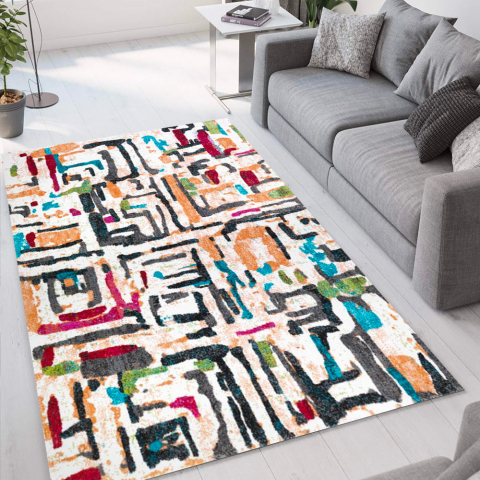 Tapete da sala de estar com design moderno pop art multicolorido Milano MUL021 Promoção