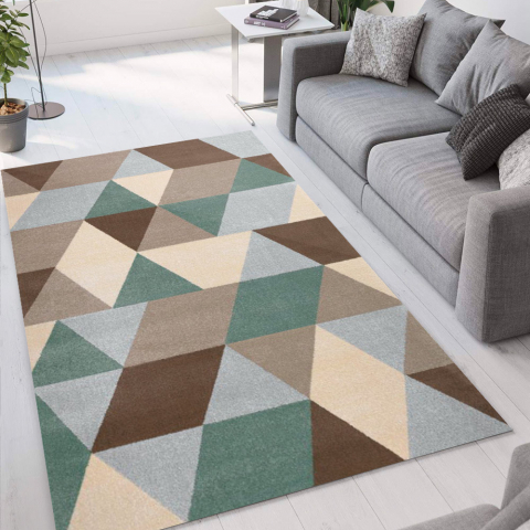 Tapete de design moderno com padrão geométrico retangular multicolor Milano GLO009 Promoção