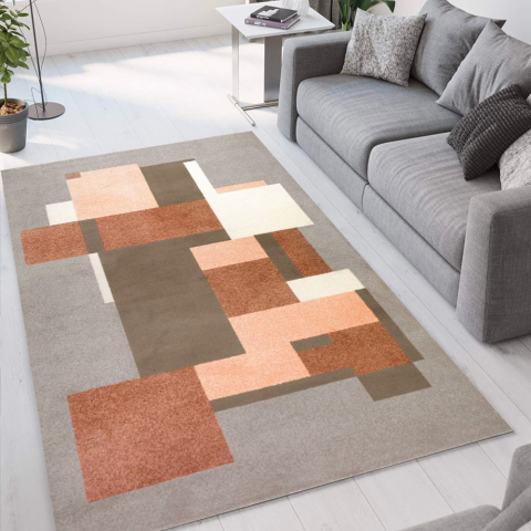 Moderno design retangular geométrico da sala de estar com carpete cinza Milano GLO002