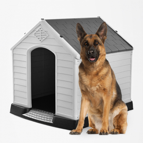 Casa de canil para cães de grande porte em jardim de plástico Rock