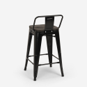 Banco / Cadeira Alta de Metal e Madeira para Bar ou Cozinha Steel Wood Top 