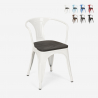 Cadeiras de Madeira e Metal para Sala Cafés Cozinhas Steel Wood Arm Descontos
