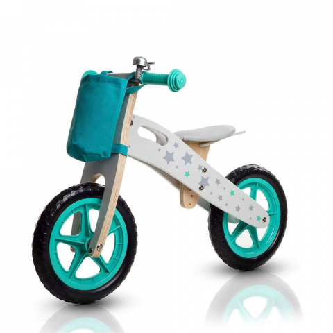 Bicicleta infantil balance bike sem pedal em madeira com cesto Balance Ride