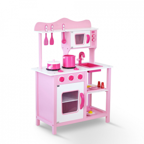 Cozinha de Brinquedo de Madeira para Crianças com Acessórios Miss Chef Promoção