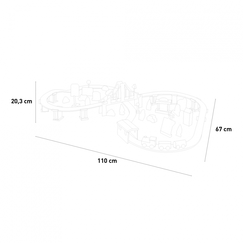 Trilhos de trem de brinquedo de madeira para crianças de 70 peças Mr Ciuf