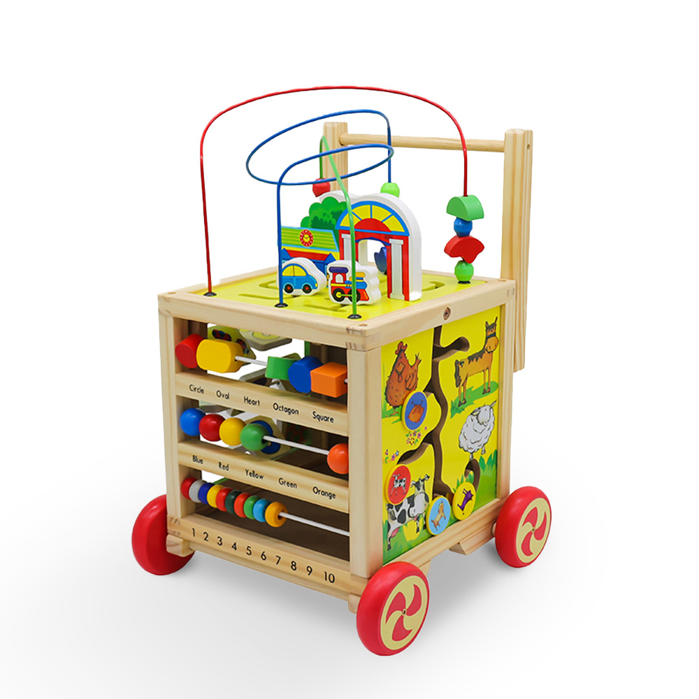 Carrinho Brinquedo de Madeira para Crianças pequenas c/Vários Jogos Magic Box