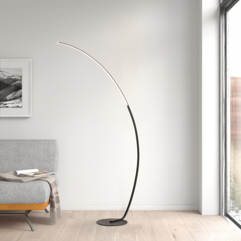 Candeeiro de pé LED com design moderno e minimalista em arco Rigel
