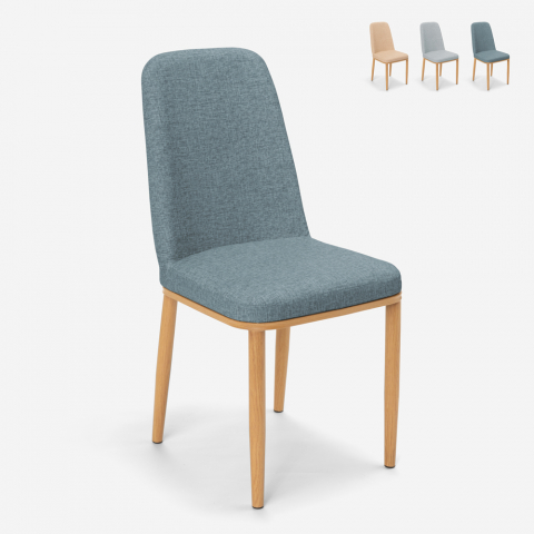 Cadeiras de design para cozinha bar restaurante tecido e metal com efeito de madeira Davos Light