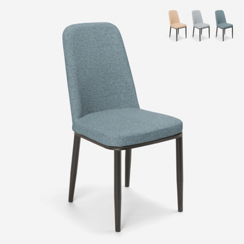 Cadeiras de design para cozinha bar restaurante tecido e metal com efeito de madeira Davos Dark