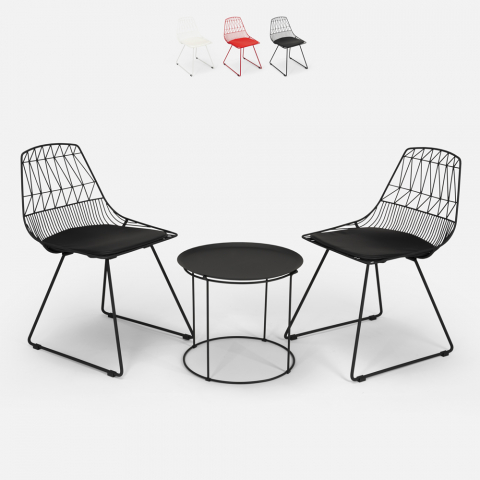 Conjunto de mesa e 2 cadeiras para bar de jardim interno e externo Etzy