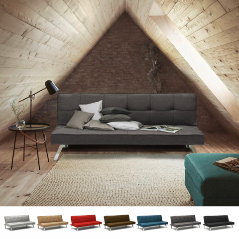 Sofá-cama de tecido de 2 lugares com design moderno Gemma
