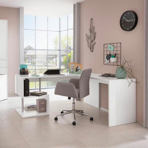 Mesa de canto escritório estúdio design moderno 180x160 cm branco Vilnis Promoção