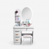 Toucador de quarto de espelho redondo de estação móvel de maquiagem Babette