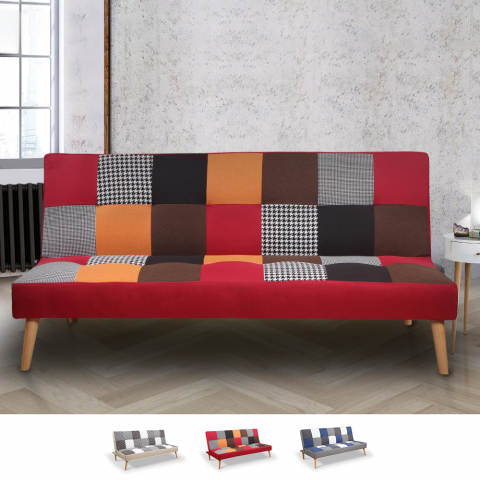 Patchwork clic clac sofá-cama de 3 lugares com design moderno Kolorama