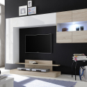 Unidade de parede moderna de madeira branca brilhante para TV Nice Saldos