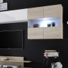 Unidade de parede moderna de madeira branca brilhante para TV Nice Descontos