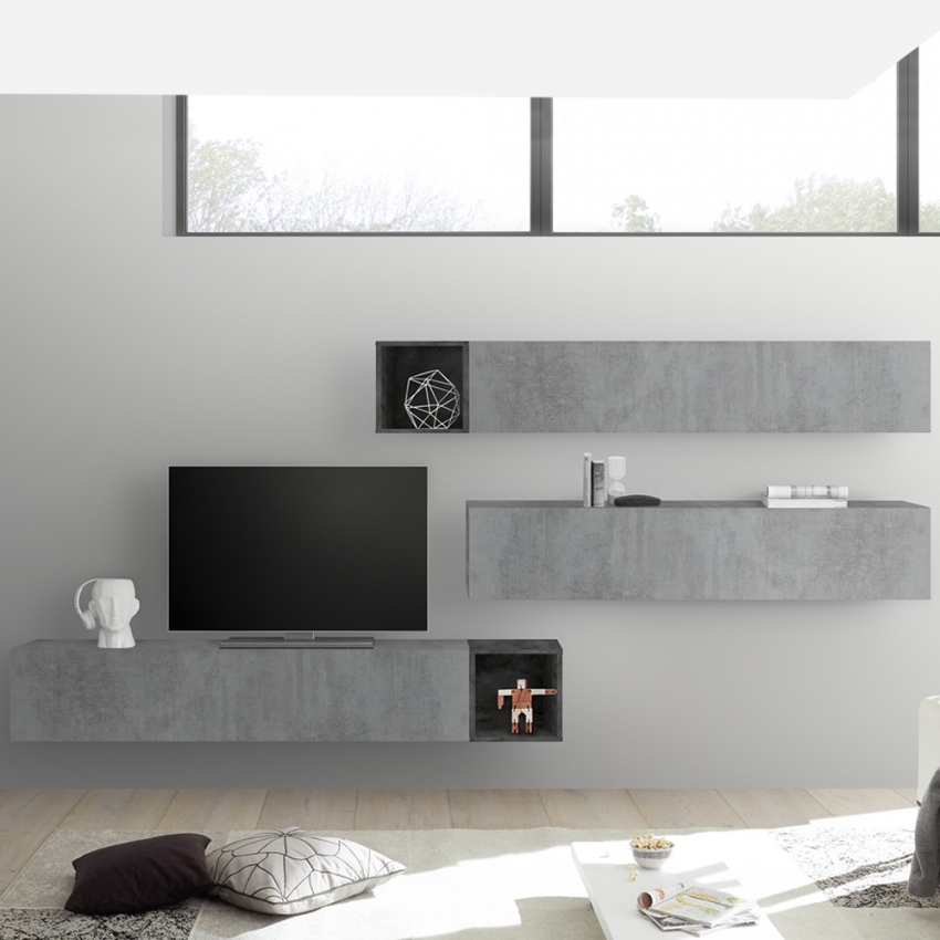 Móvel de parede com suporte para TV com design modular moderno para sala de estar Infinity 99 Promoção