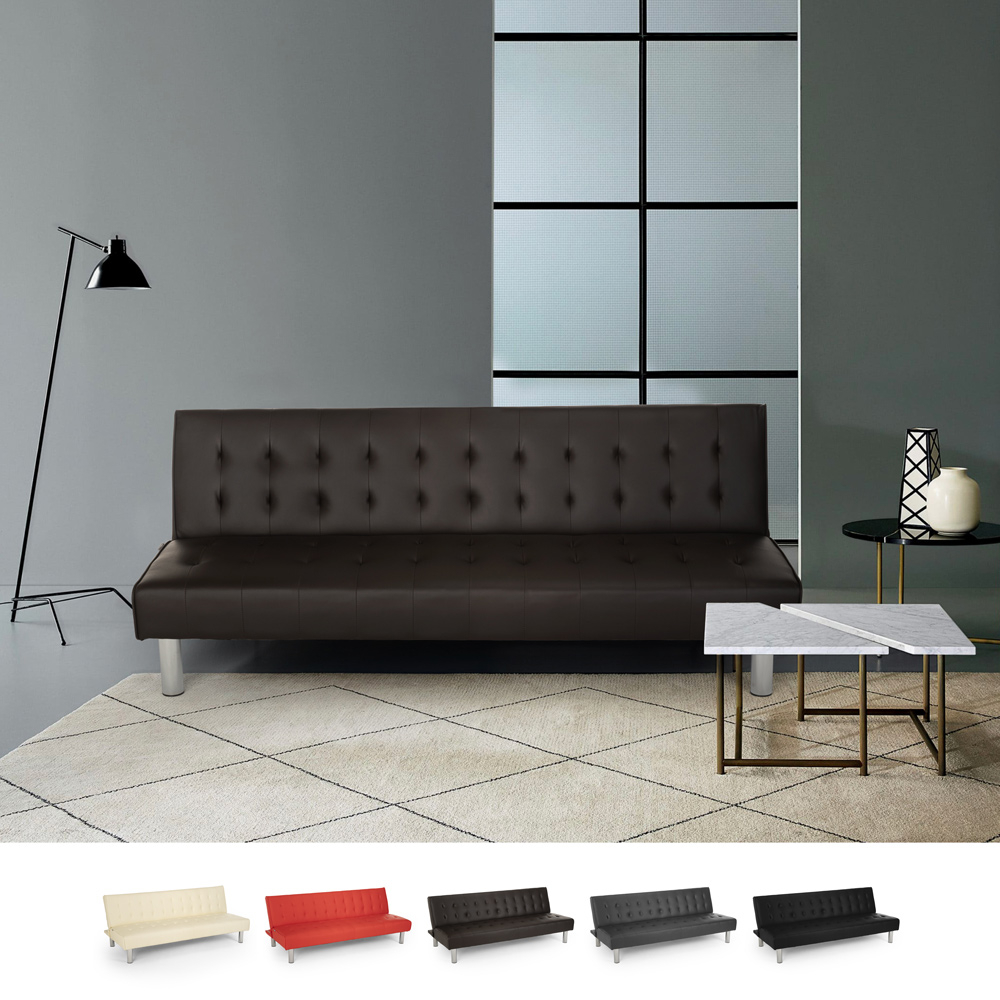 Sofá-cama 2 lugares em Couro  Clic clac Ergonómico Resistente Reclinável Elly