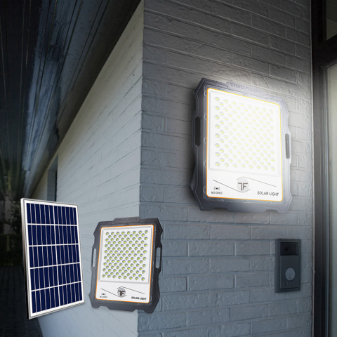 Farol LED portátil 300W painel solar 3000 lumens controle remoto Inluminatio L Promoção