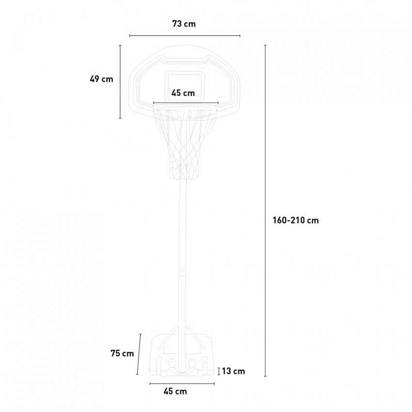 NY, Cesto de Basket Portátil Profissional com Altura Ajustável 250 - 305cm