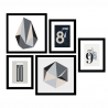 Conjunto de 5 Pinturas Minimalista Colagens Emolduradas Frame B&W Venda