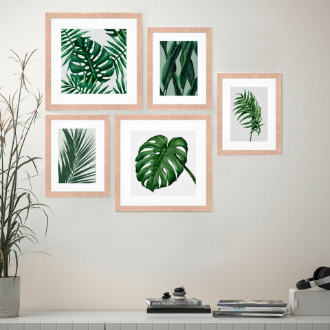 Conjunto de 5 Quadros Fotos Emolduradas Colagens Frame Jungle Promoção