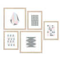 Conjunto de 5 Quadros Pinturas de Estilo Oriental Moldura Frame Origami Venda