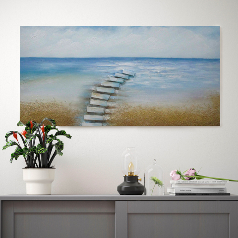 Quadro de natureza pintado à mão 110x50cm Spiaggia Promoção