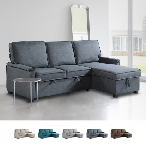 Sofá-cama de canto de 3 lugares design moderno chaise longue com arrumação Stratum