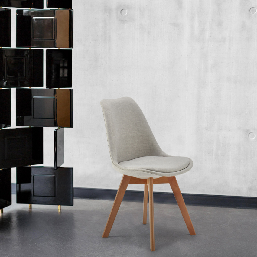 Cadeiras com Almofada Tecido Design Escandinavo Tulip Nordica Plus Para Cozinha e Bar