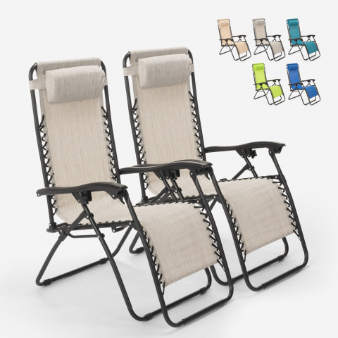 2 Cadeiras espreguiçadeira dobrável multi-posição praia jardim Emily Zero Gravity