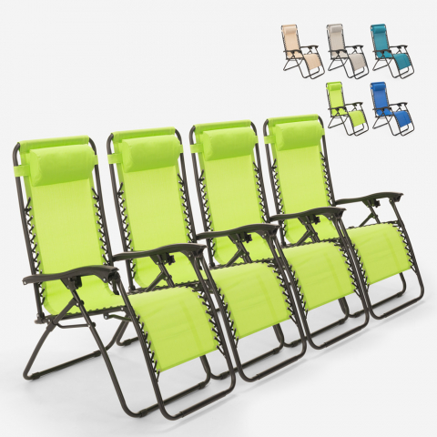 4 Cadeiras espreguiçadeira dobrável multi-posição jardim praia Emily Zero Gravity
