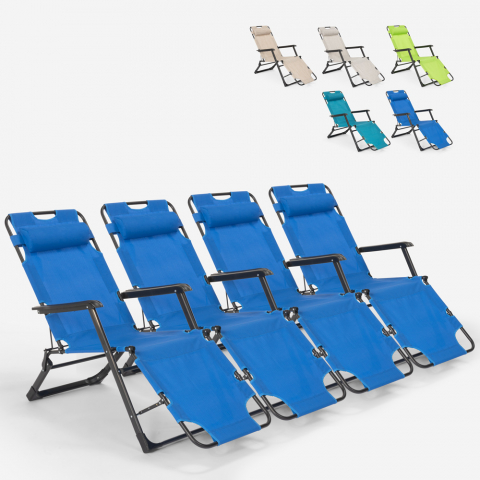 4 Cadeiras espreguiçadeira praia jardim dobrável multi-posição Emily Lux Zero Gravity