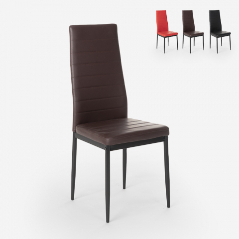 Cadeiras design moderno couro sintético acolchoadas para sala de jantar cozinha restaurante Imperial Dark